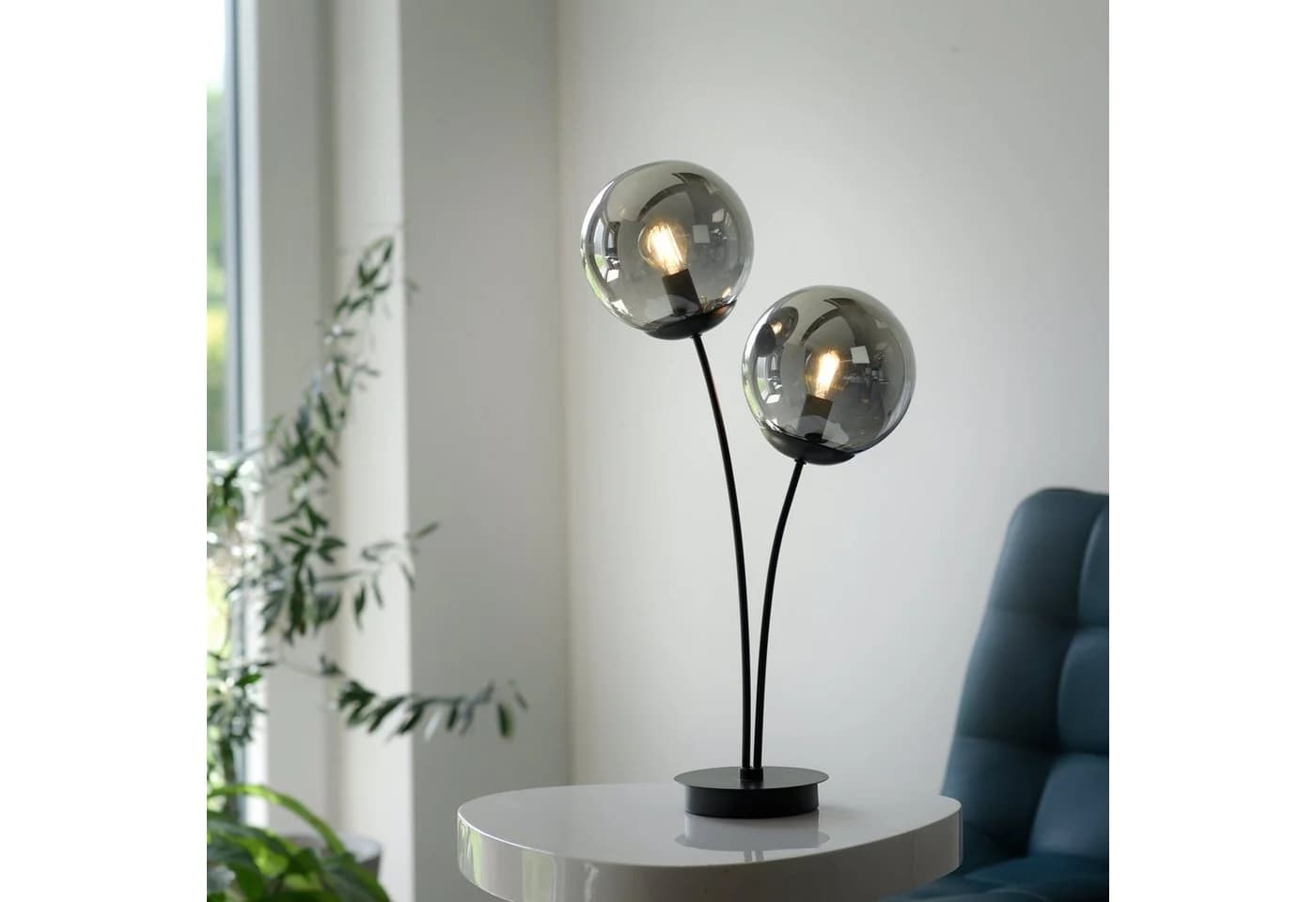 JUST LIGHT Tischleuchte BIG WIDOW Schwarz 2x E14