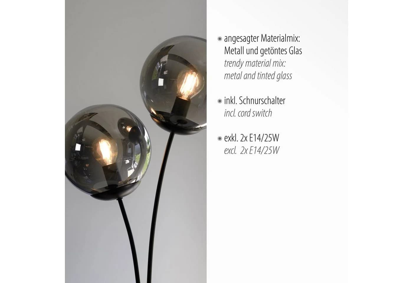 JUST LIGHT Tischleuchte BIG WIDOW Schwarz 2x E14 - Bild 5