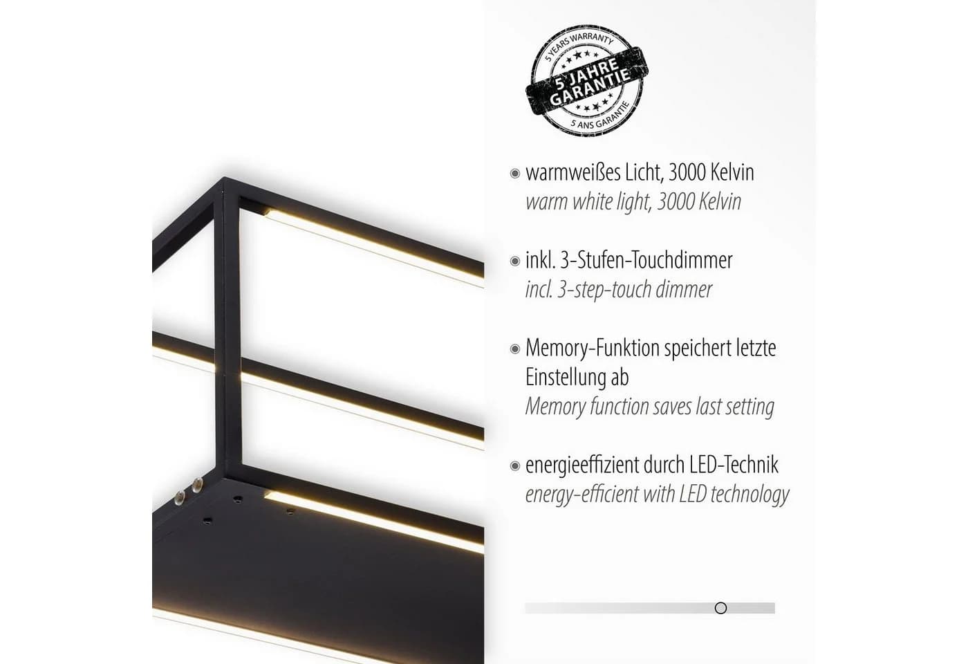 OTTO home LED Pendelleuchte Civva Schwarz mit Touchdimmer - Bild 5