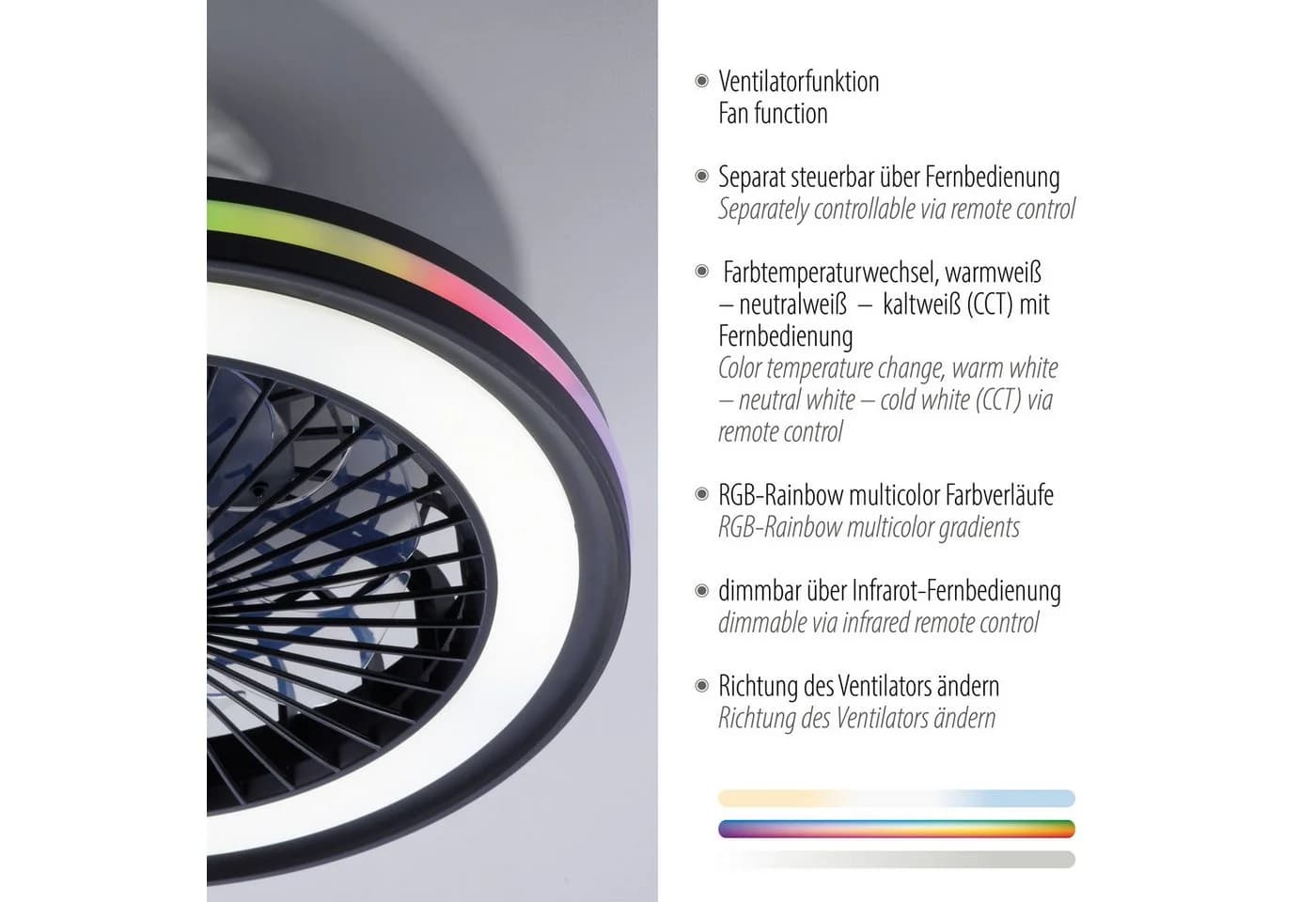 JUST LIGHT LED Deckenleuchte BRANDON mit Fernbedienung & Ventilator - Bild 3