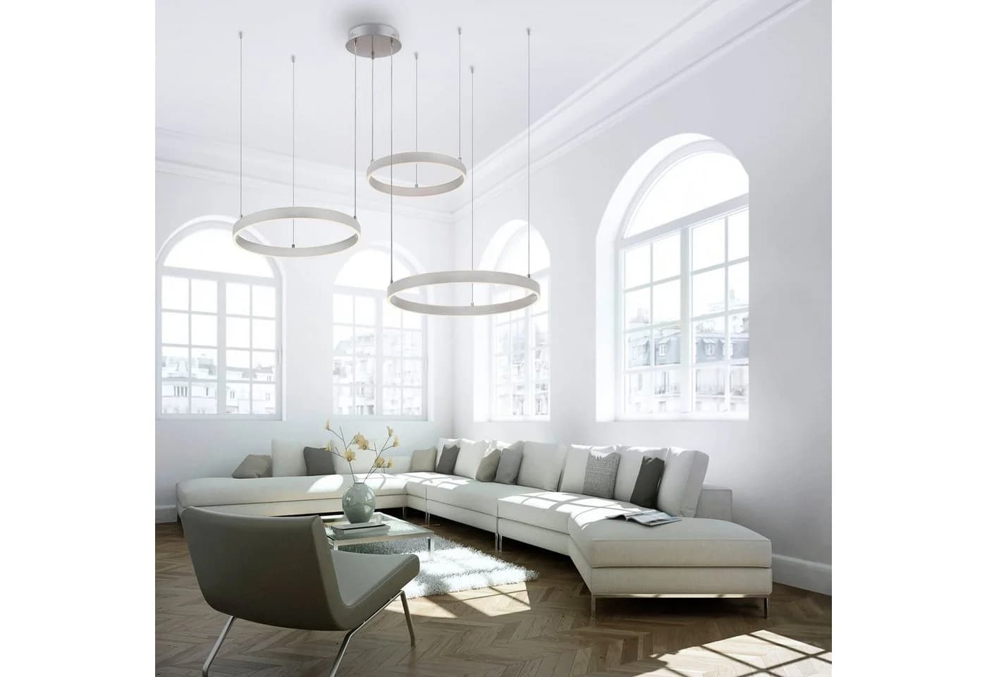 JUST LIGHT Pendelleuchte LILLUTI Grau Stahl LED Dimmbar Fernbedienung - Bild 2