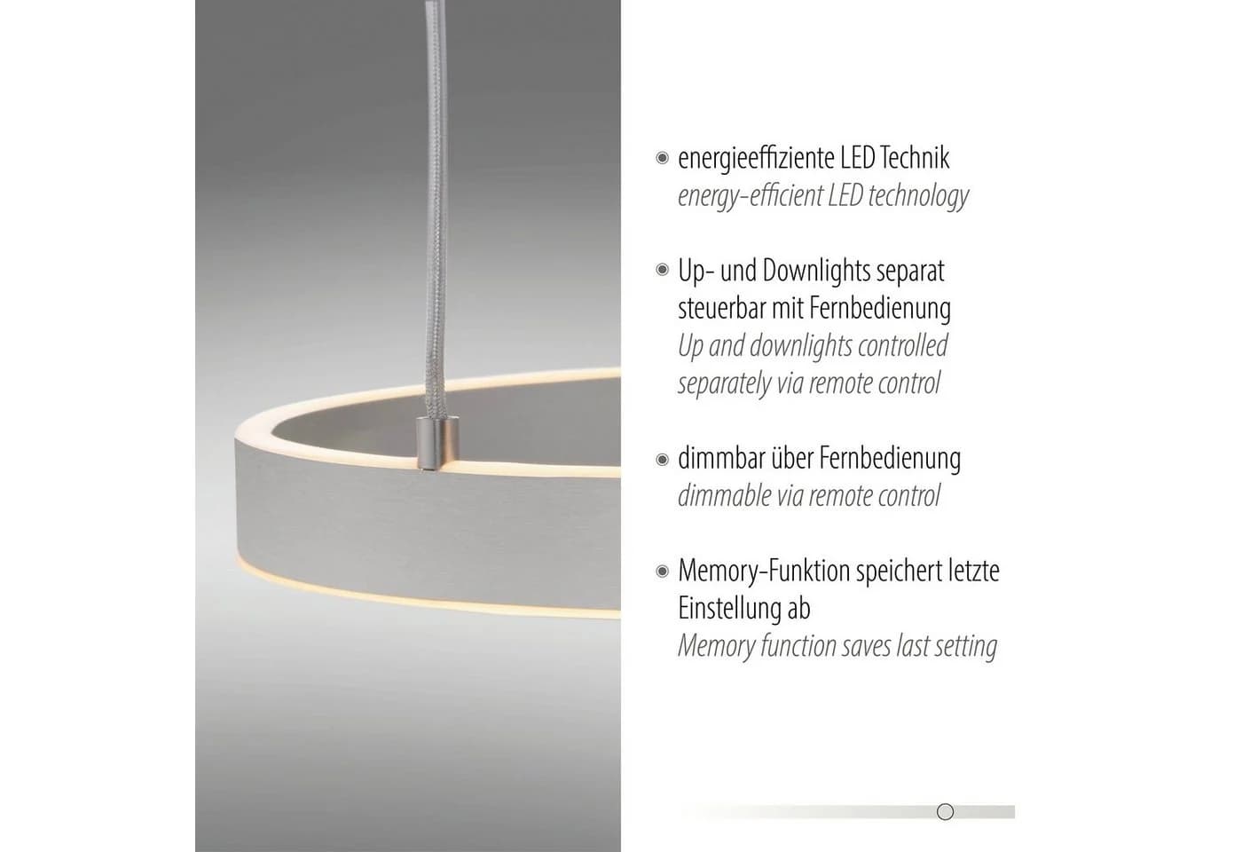 JUST LIGHT Pendelleuchte LILLUTI Grau Stahl LED Dimmbar Fernbedienung - Bild 4