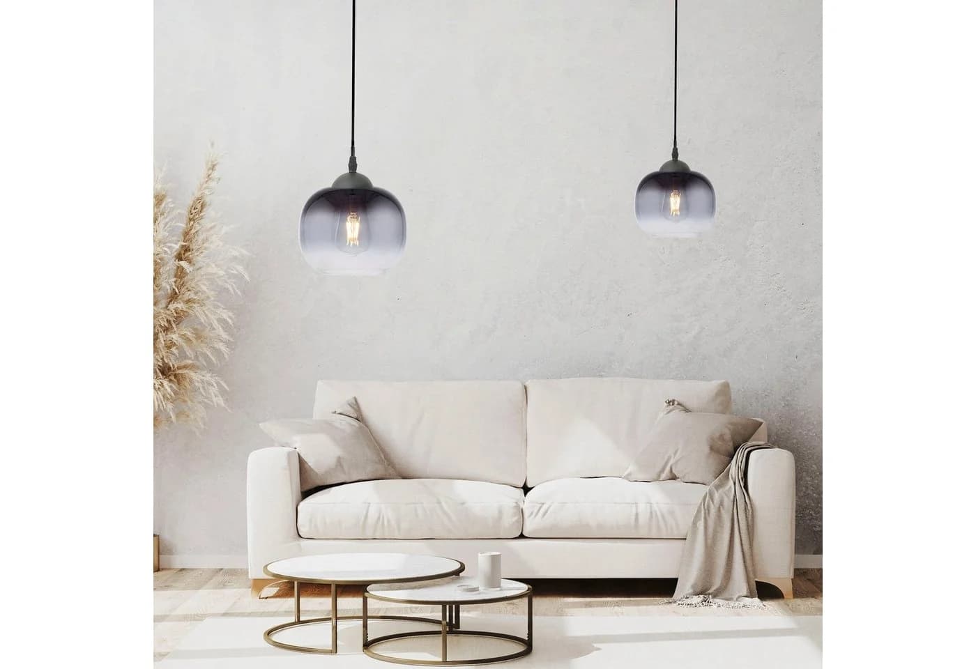 JUST LIGHT Pendelleuchte ZEA Schwarz Rauchglas E27