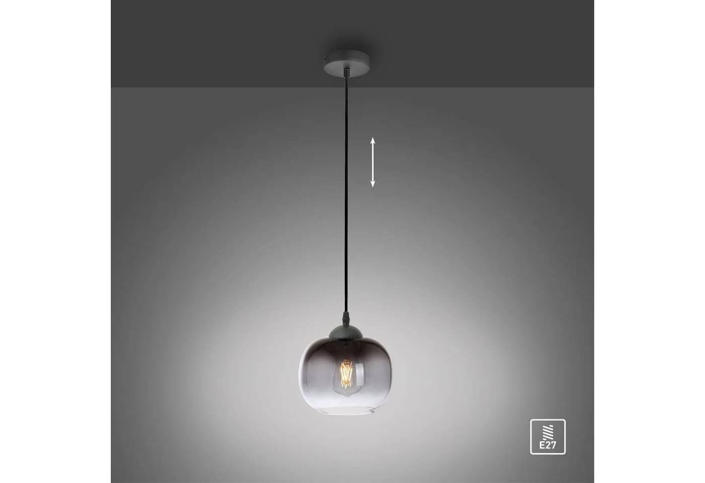JUST LIGHT Pendelleuchte ZEA Schwarz Rauchglas E27 - Bild 5