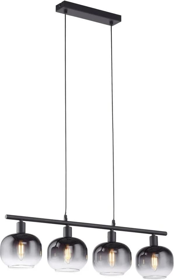JUST LIGHT Pendelleuchte ZEA Schwarz 4x E14 Rauchglas - Bild 2