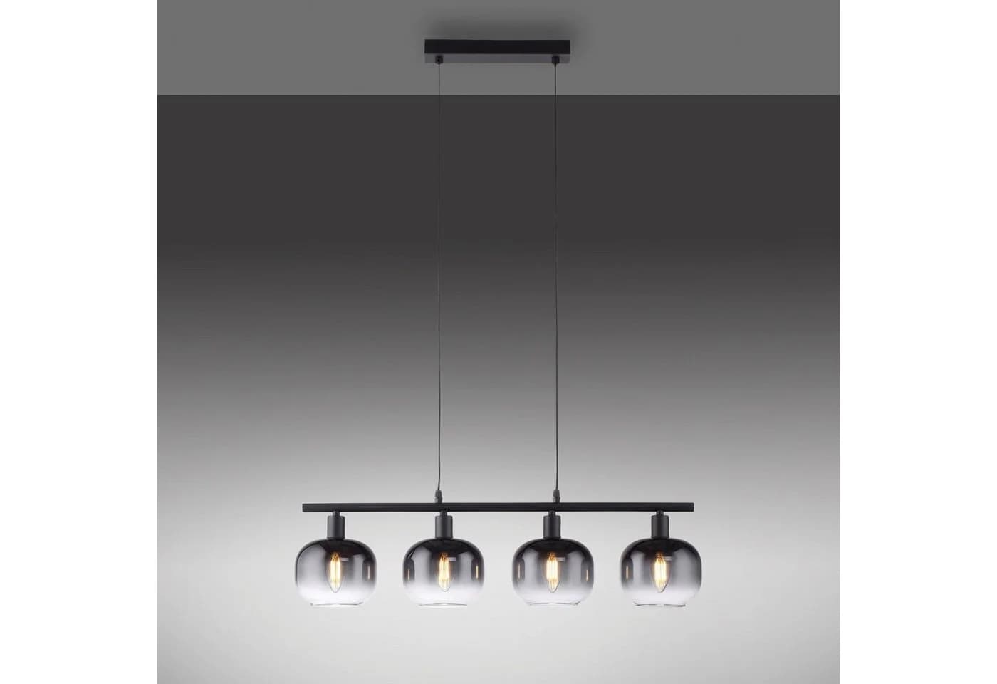 JUST LIGHT Pendelleuchte ZEA Schwarz 4x E14 Rauchglas - Bild 4