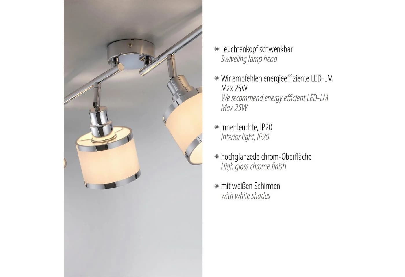 JUST LIGHT Deckenleuchte ACCOR Grau Chrom 4-fach E14 - Bild 5