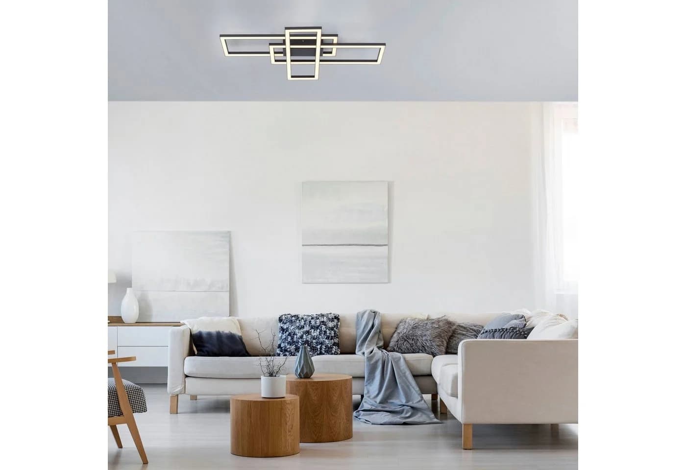 JUST LIGHT LED Deckenleuchte IVEN Schwarz Dimmbar Warmweiß