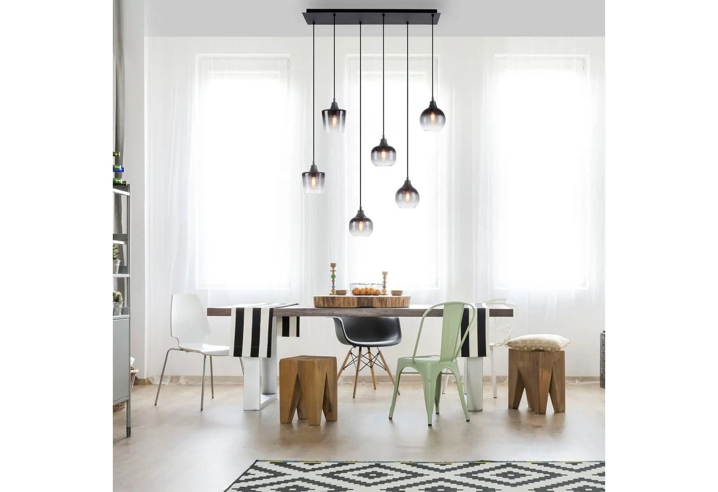 JUST LIGHT Pendelleuchte ZEA Schwarz LED