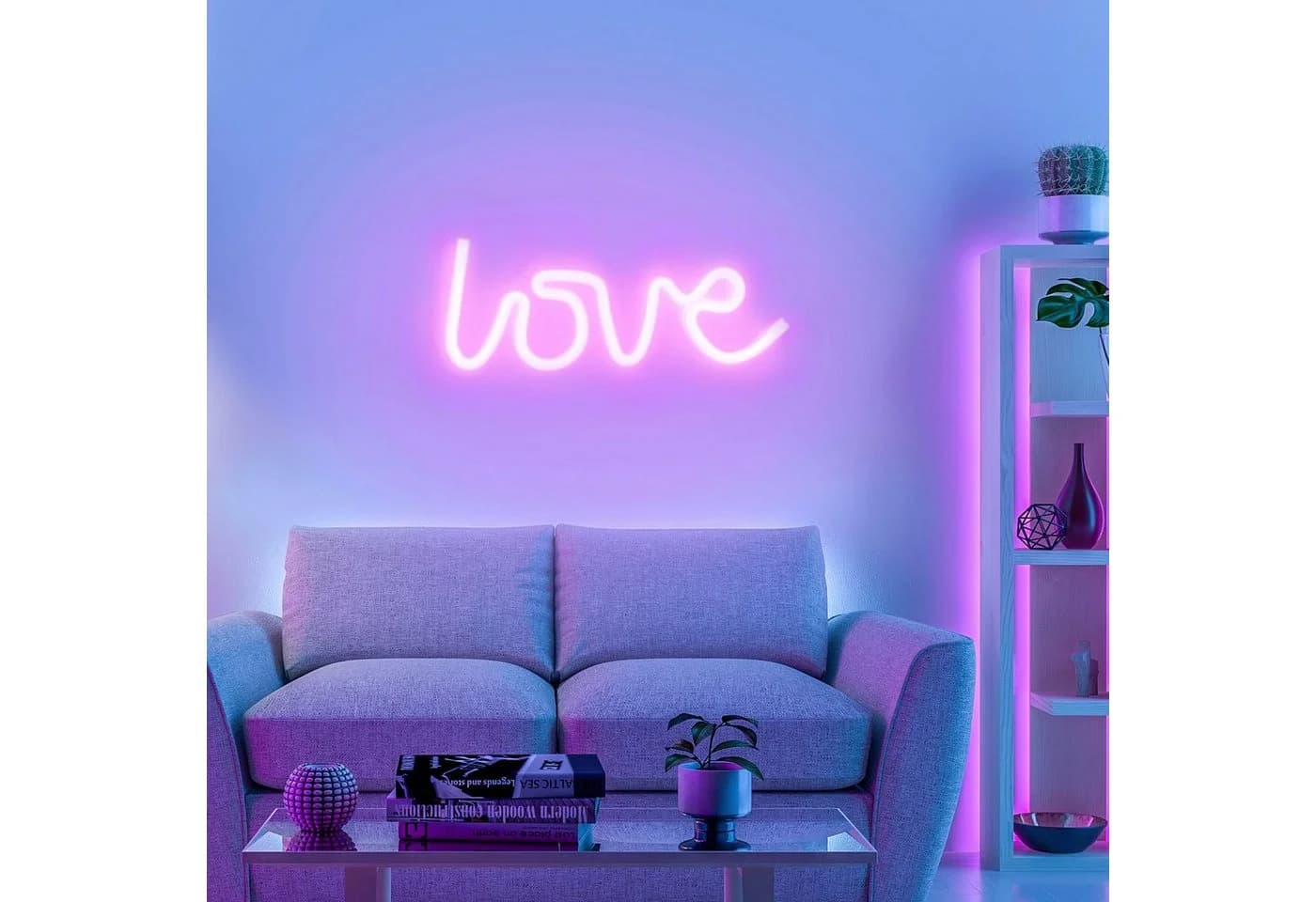 JUST LIGHT LED Wandleuchte NEON-LOVE USB Pink