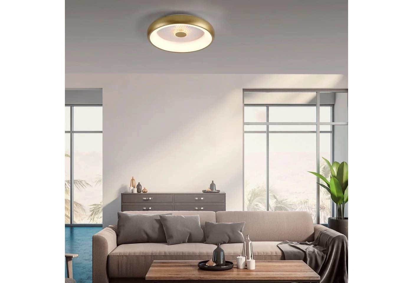JUST LIGHT LED Deckenleuchte VERTIGO Dimmbar Messing Matt