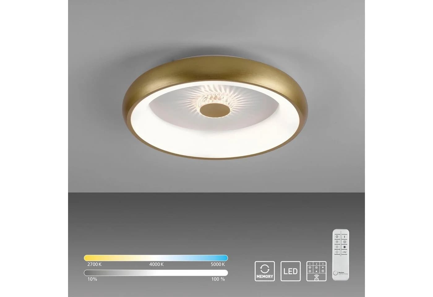 JUST LIGHT LED Deckenleuchte VERTIGO Dimmbar Messing Matt - Bild 5