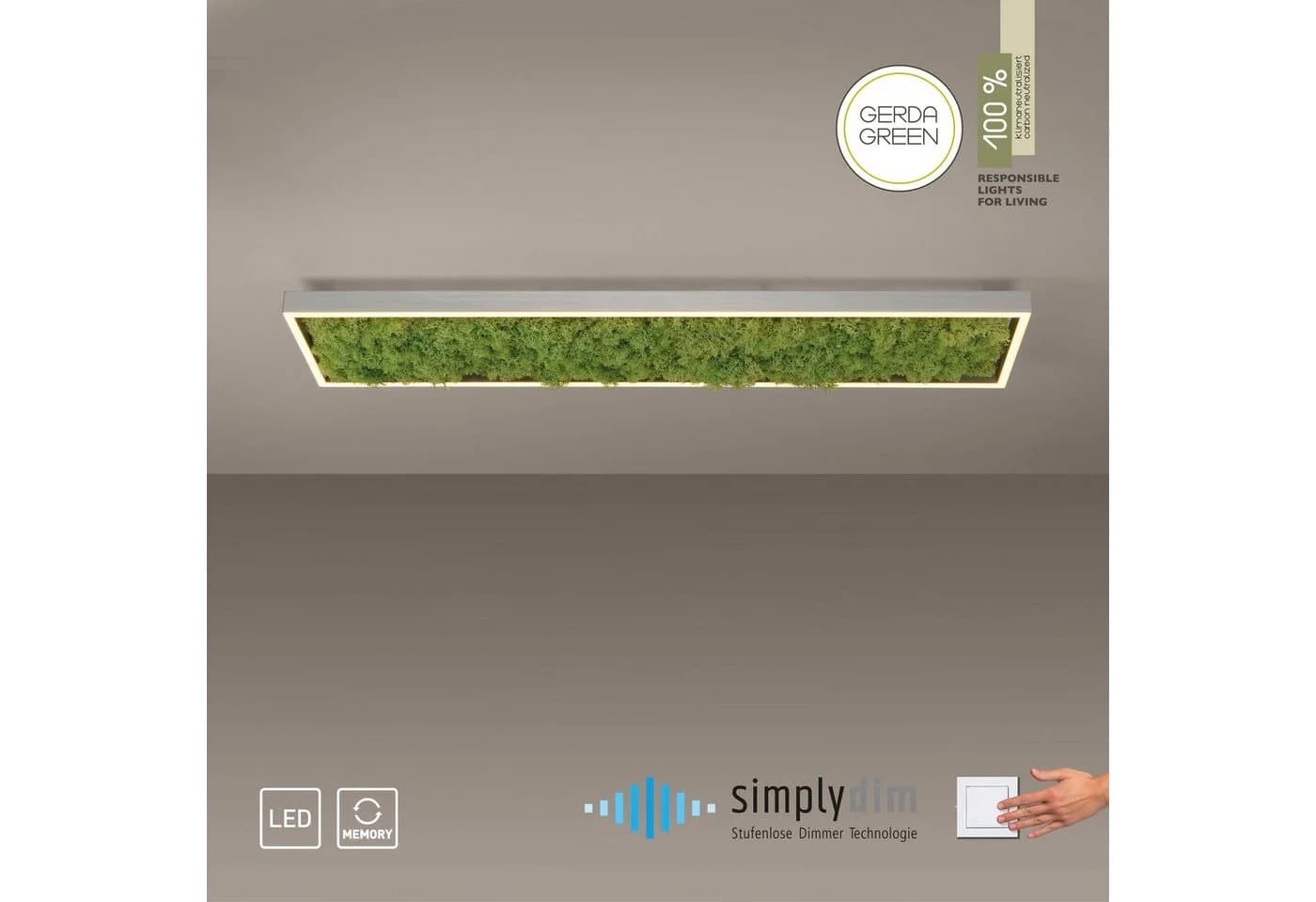JUST LIGHT GREEN KNUT Deckenleuchte Moos Modern Dimmbar