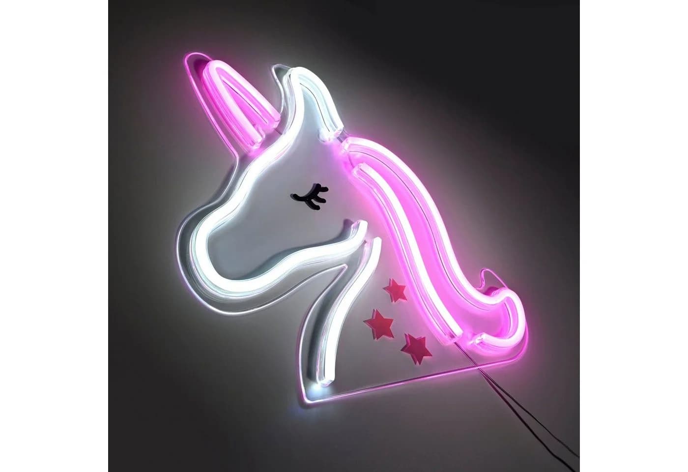 LED-Wandleuchte Neon Unicorn USB Einhorn Weiß Rosa - Bild 4