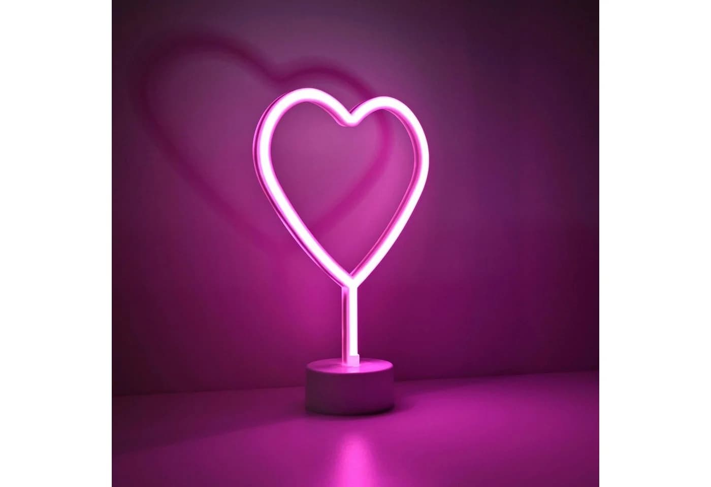 LED-Tischleuchte Neon Herz Batteriebetrieben Pink - Bild 4