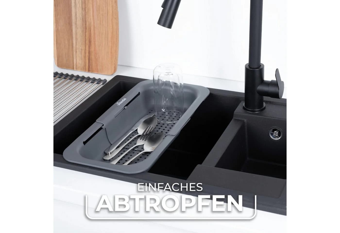 Vileda Ausziehbarer Geschirrständer Abtropfsieb für Spülbecken - Bild 3
