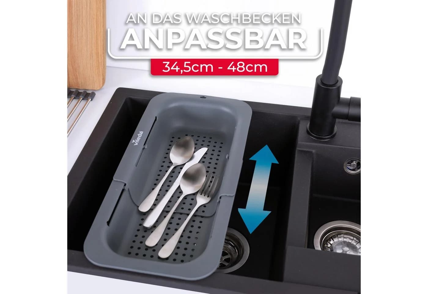 Vileda Ausziehbarer Geschirrständer Abtropfsieb für Spülbecken - Bild 5