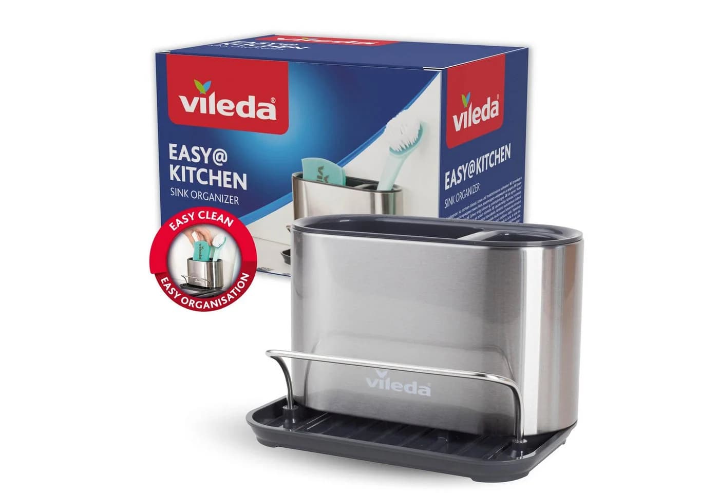 Vileda Küchenorganizer Set Spülbecken mit Schwamhalter Edelstahl - Bild 2