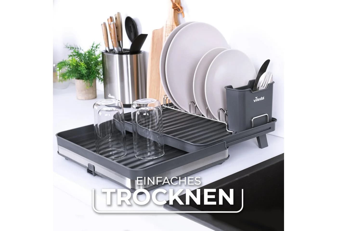 Vileda Geschirrständer Abtropfgestell Edelstahl Polypropylen - Bild 5