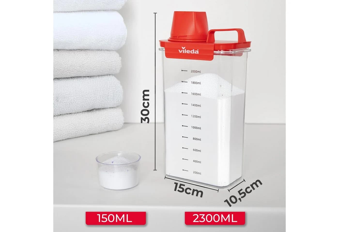 Vileda Aufbewahrungsbox Waschmittelbox 2300ml rot
