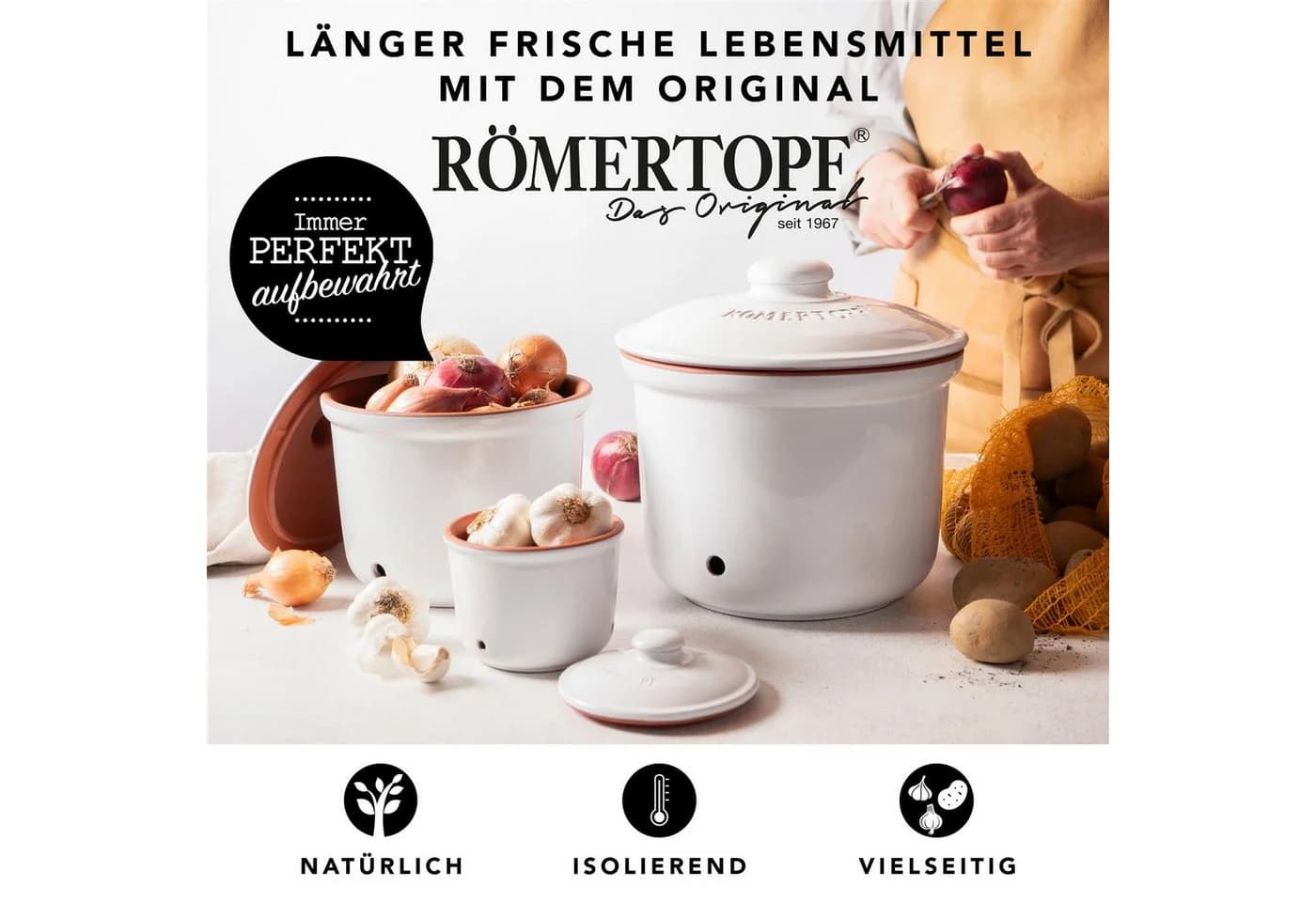 RÖMERTOPF Frische-Topf 3er Set Weiß Terrakotta