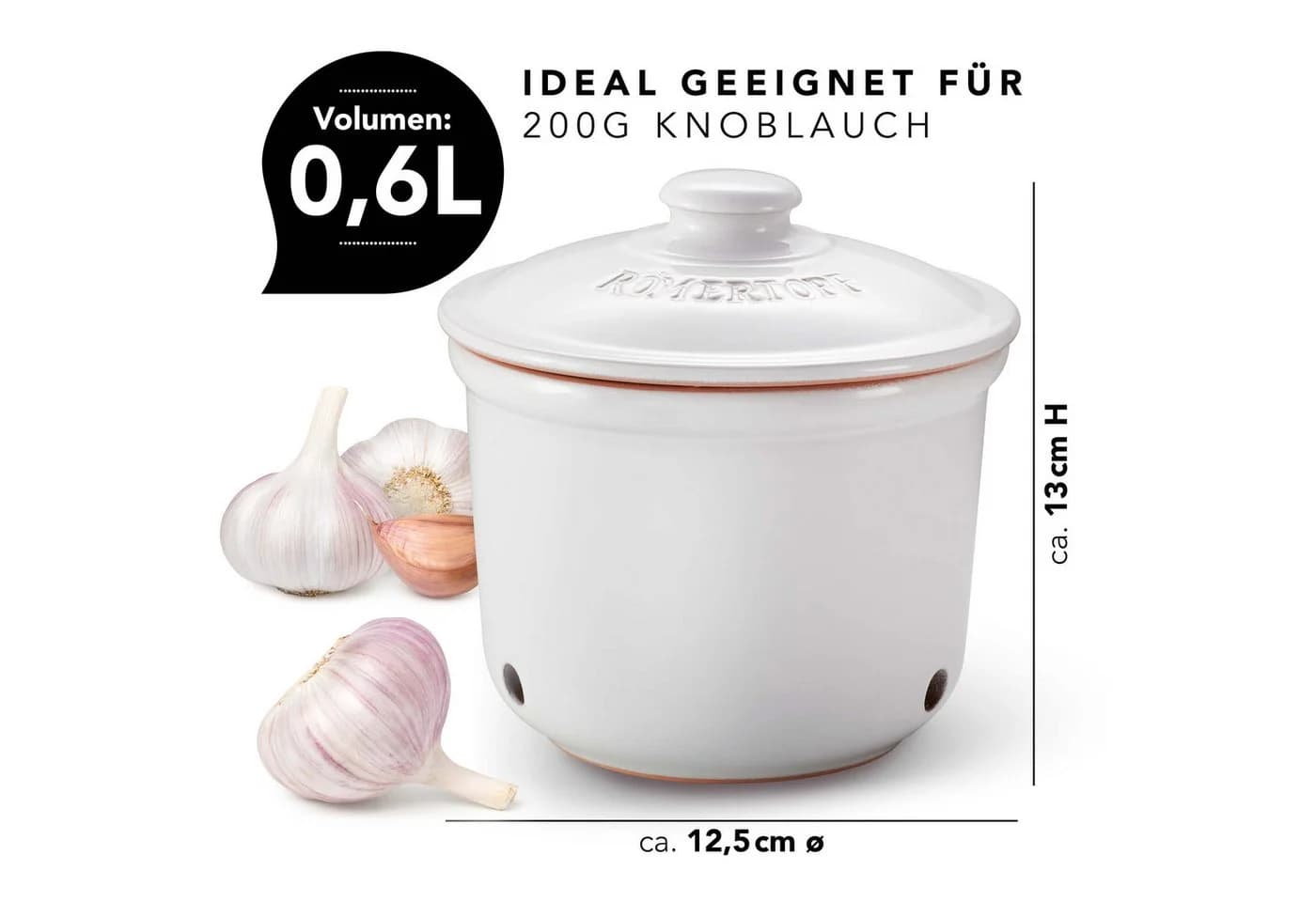 RÖMERTOPF Frische-Topf MINI Weiß Keramik Knoblauch Aufbewahrung