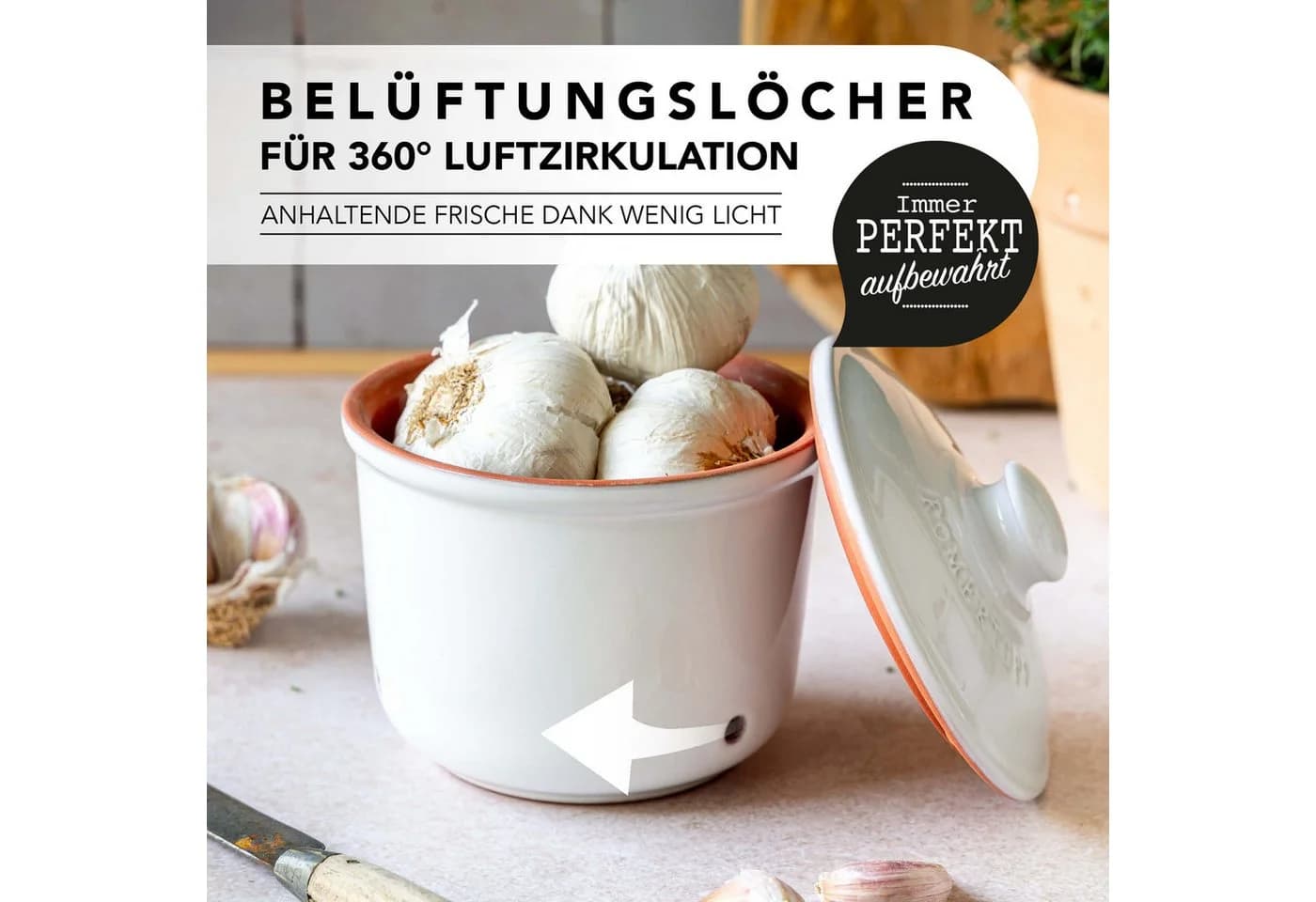 RÖMERTOPF Frische-Topf MINI Weiß Keramik Knoblauch Aufbewahrung - Bild 3