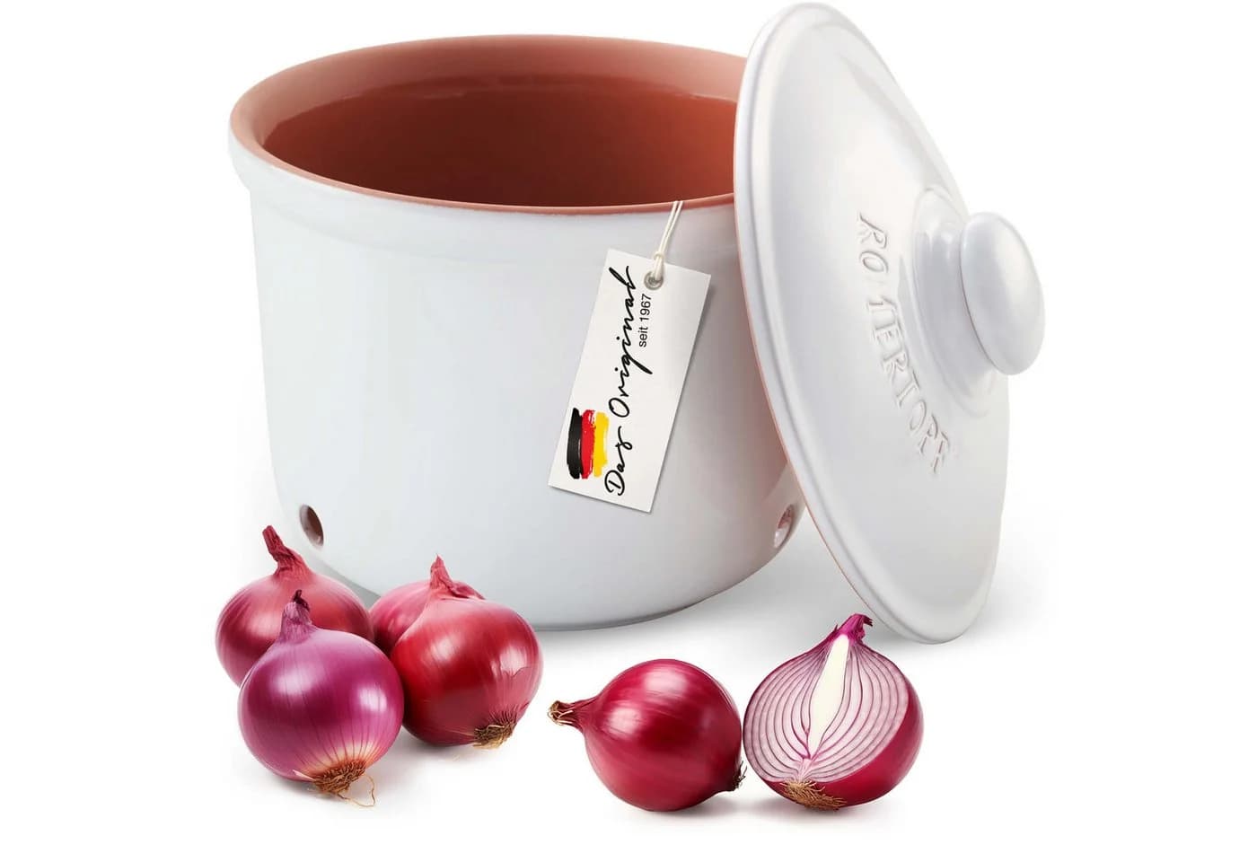 RÖMERTOPF Frische-Topf MAXI Zwiebel-Aufbewahrungsbox Weiß Keramik - Bild 2