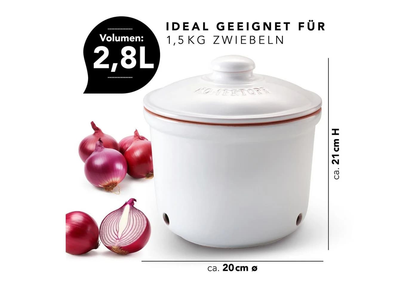 RÖMERTOPF Frische-Topf MAXI Zwiebel-Aufbewahrungsbox Weiß Keramik - Bild 4