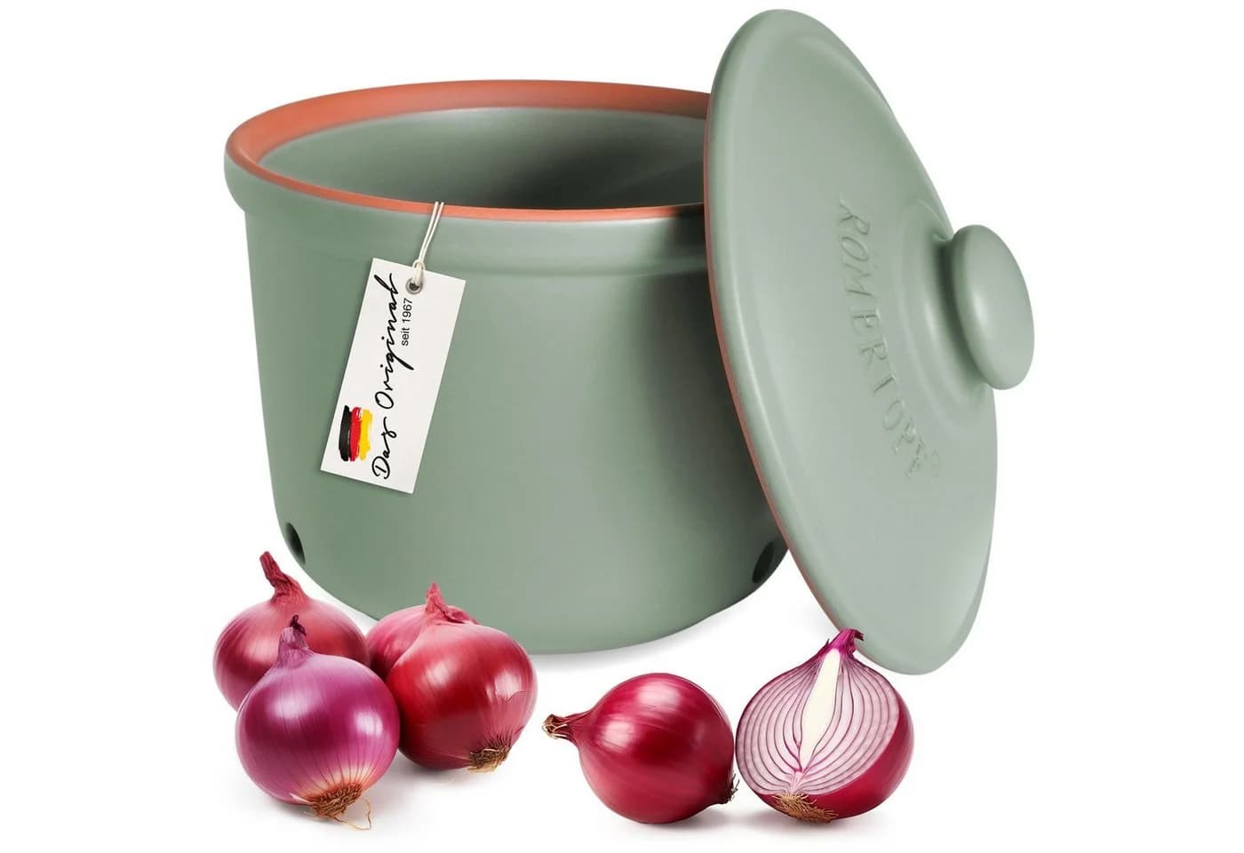RÖMERTOPF Frische-Topf MAXI Zwiebel-Aufbewahrung Keramik Grün - Bild 2