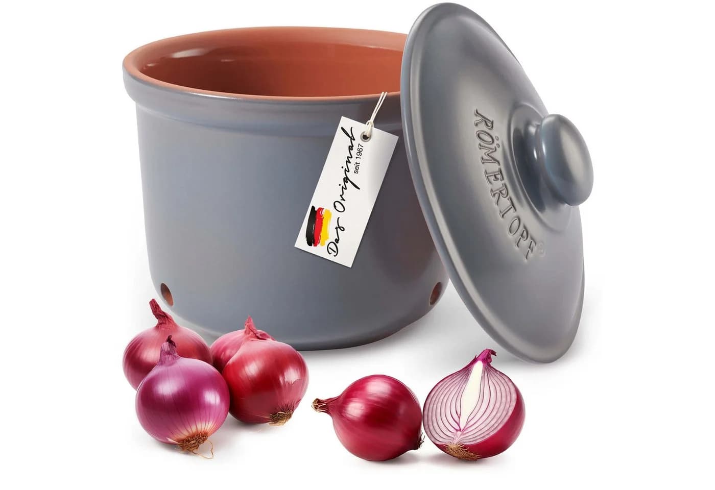 RÖMERTOPF Frische-Topf MAXI Zwiebeln Aufbewahrung Blau-Grau - Bild 2