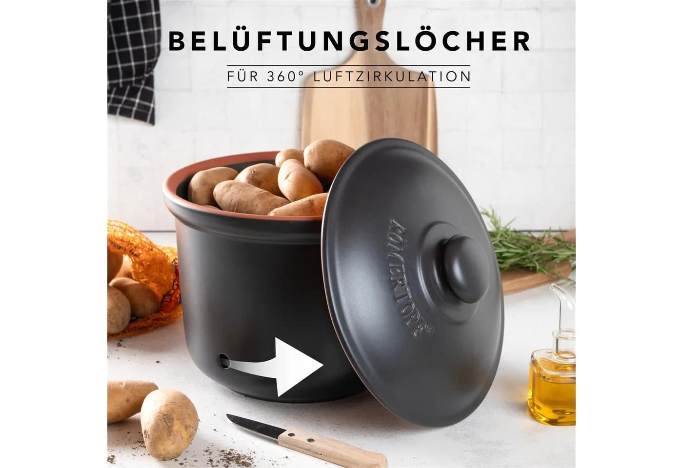 RÖMERTOPF Frische-Topf MAXI PLUS Kartoffel-Aufbewahrung Keramik Schwarz - Bild 4