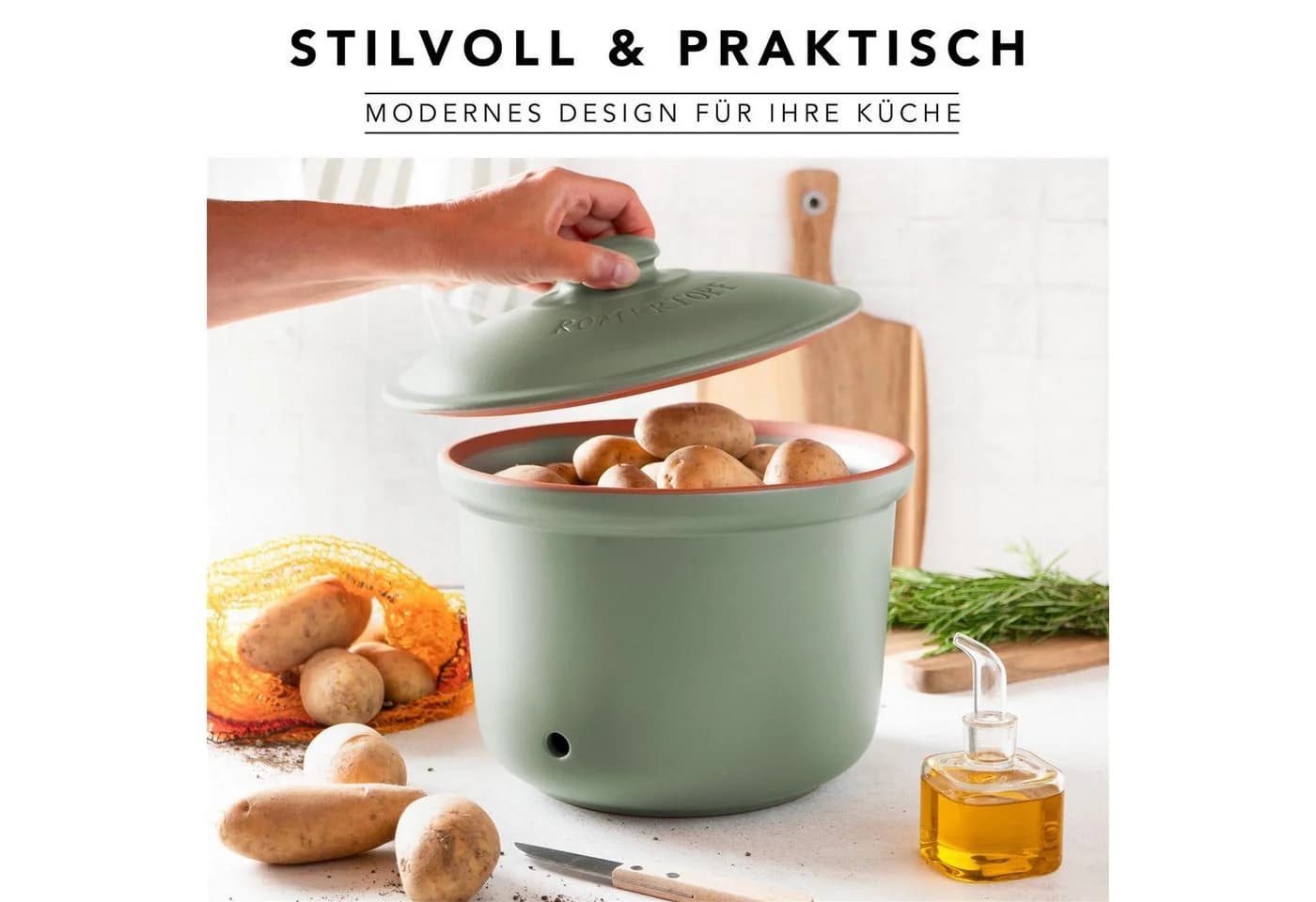 RÖMERTOPF Frische-Topf MAXI PLUS Kartoffel-Aufbewahrungsbox Keramik Grün - Bild 5