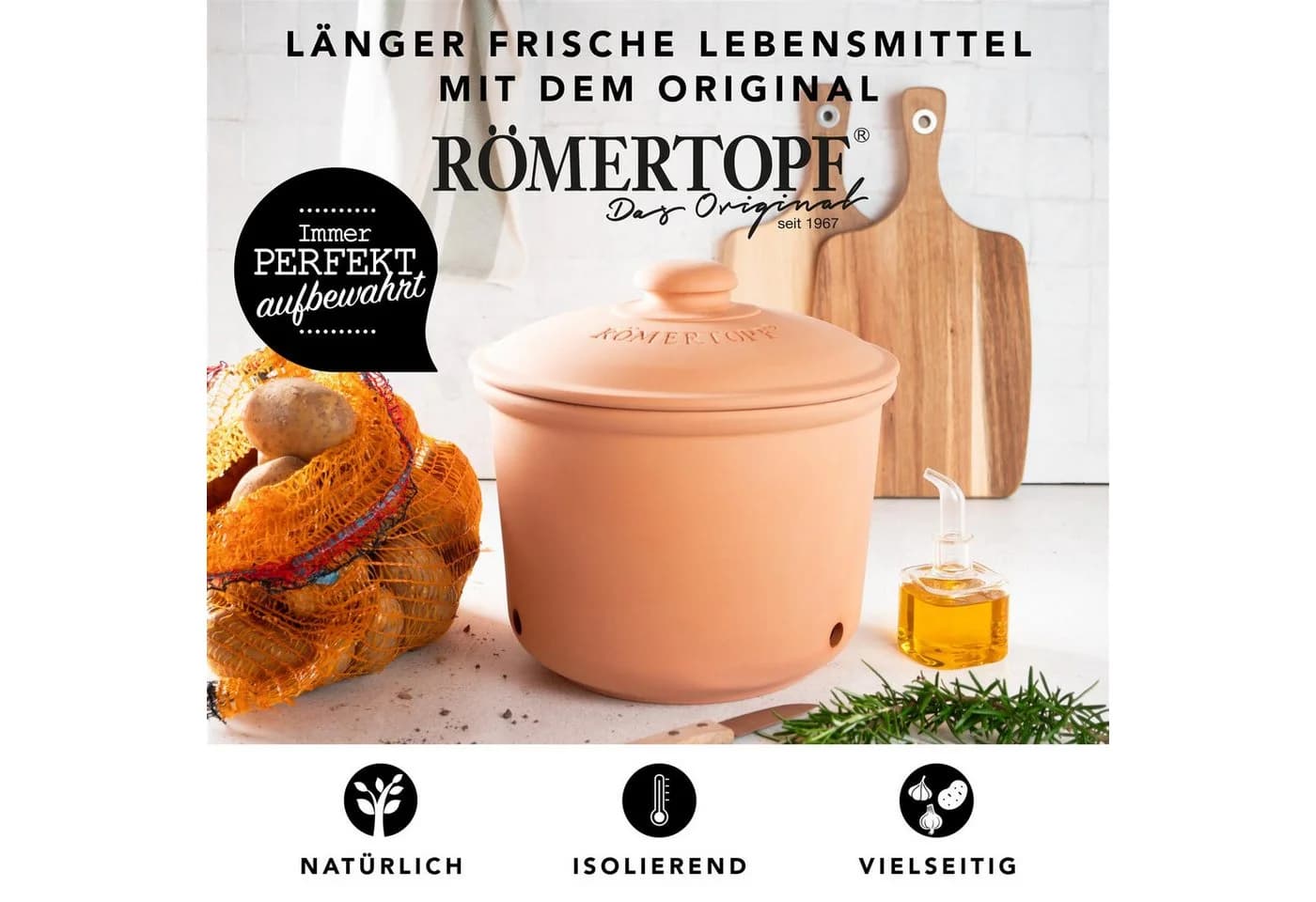 RÖMERTOPF Vorratsdose Frische-Topf MAXI PLUS 5,5L Keramik Naturton