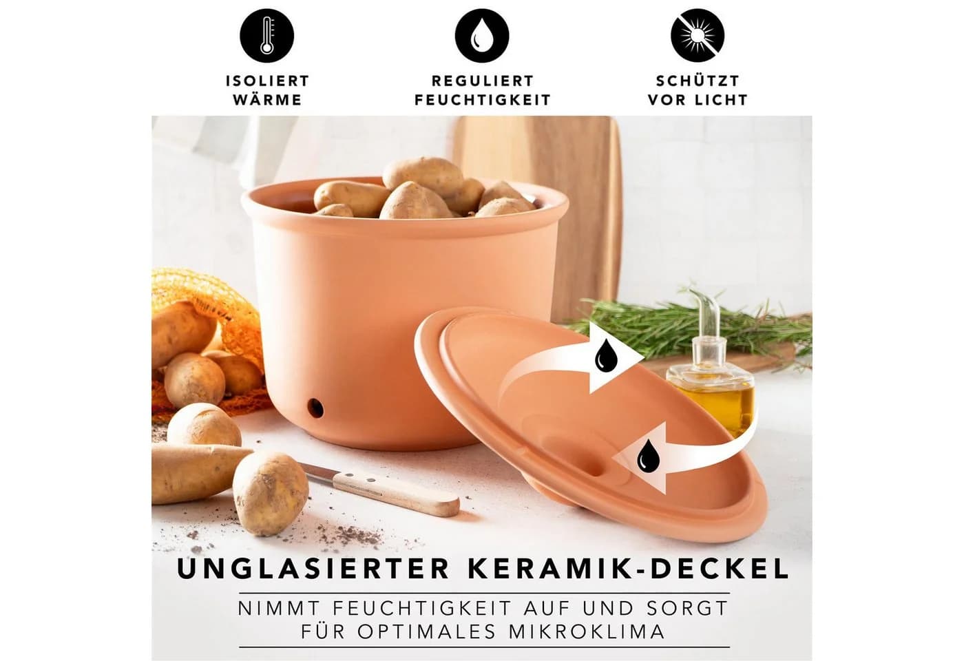 RÖMERTOPF Vorratsdose Frische-Topf MAXI PLUS 5,5L Keramik Naturton - Bild 3