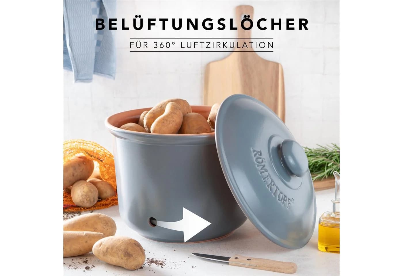 RÖMERTOPF Frische-Topf 3er Set Blau-grau Terrakotta - Bild 4