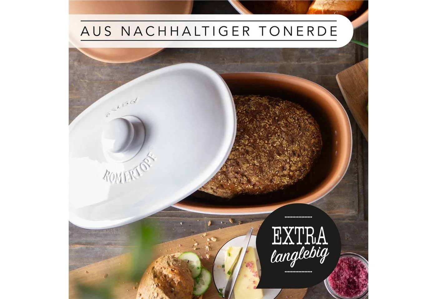 RÖMERTOPF Brottopf oval 2,3 Liter Keramik - Bild 5