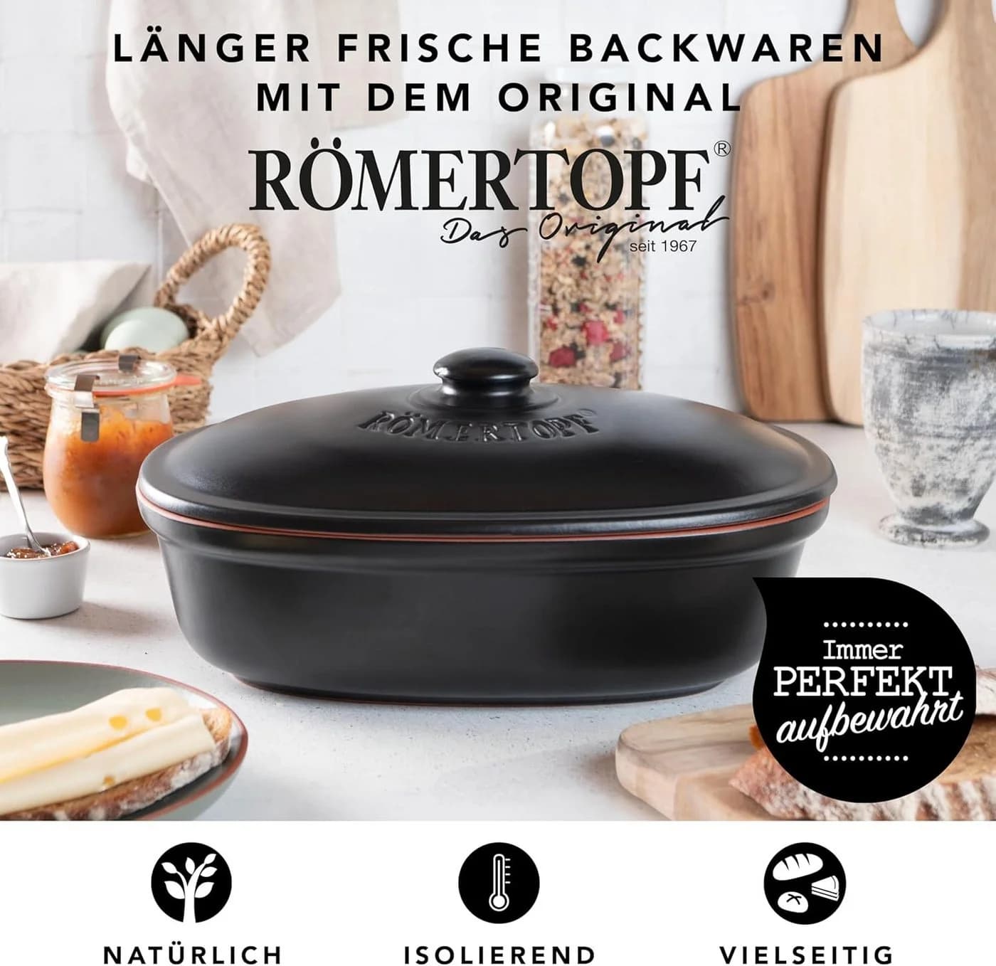 RÖMERTOPF Brottopf oval 2,3 Liter Keramik