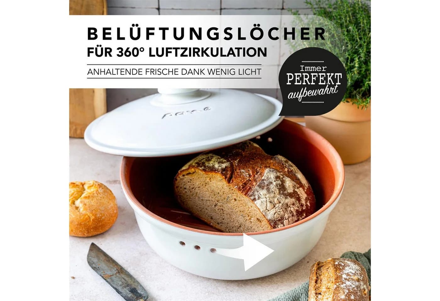 RÖMERTOPF Brottopf Rund Ø 30cm - Keramik Brotkasten - Bild 3