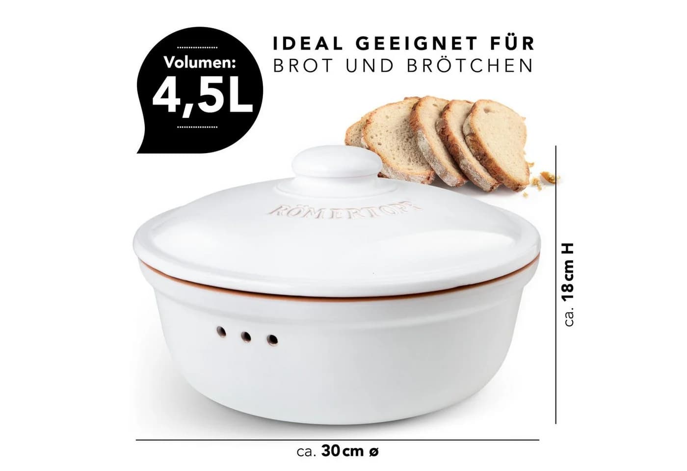 RÖMERTOPF Brottopf Rund Ø 30cm - Keramik Brotkasten - Bild 4