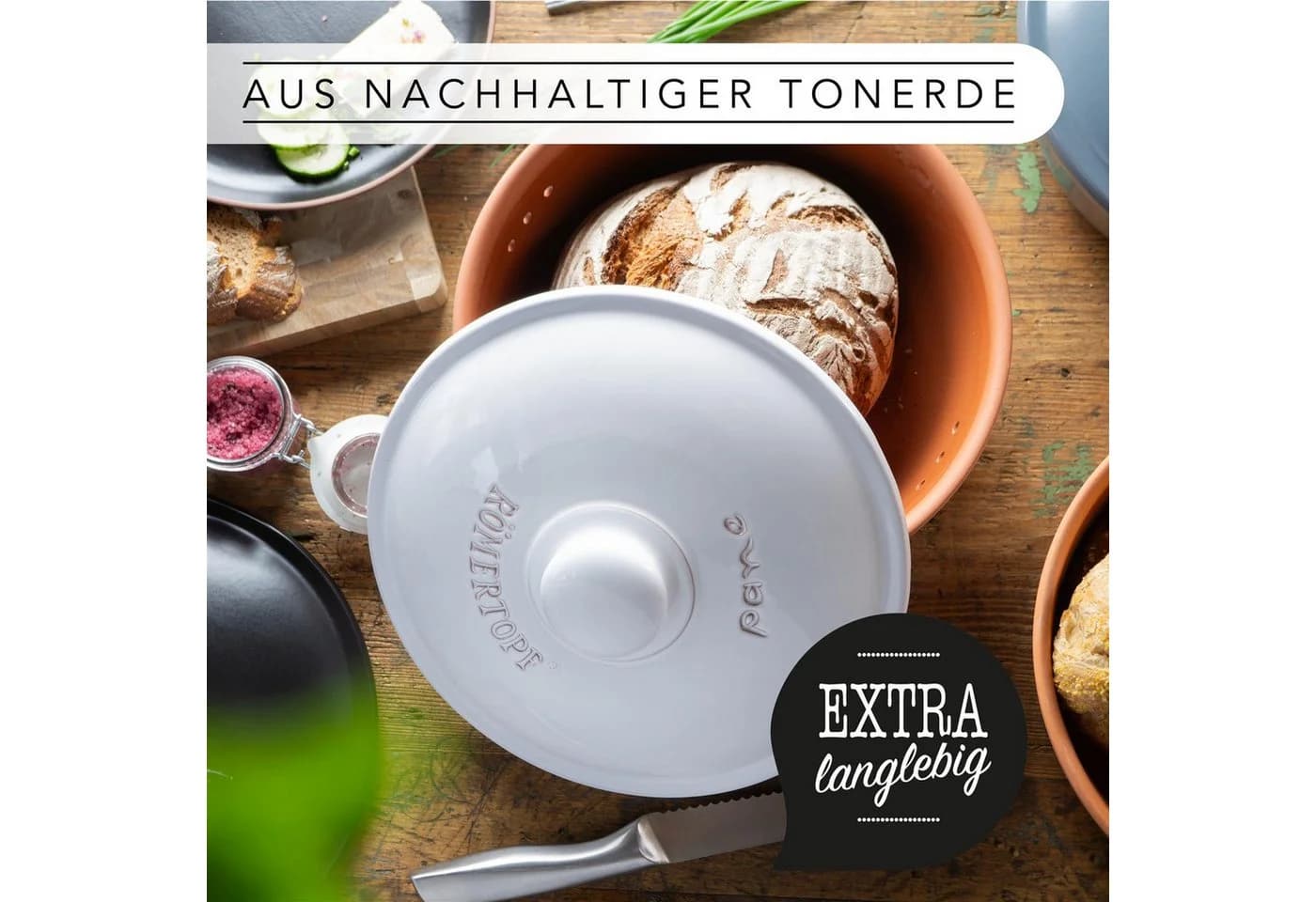 RÖMERTOPF Brottopf Rund Ø 30cm - Keramik Brotkasten - Bild 5