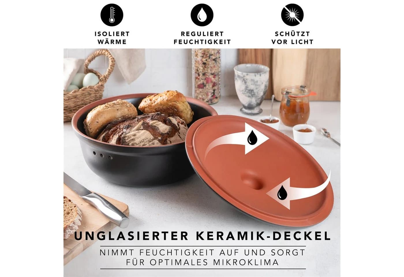 RÖMERTOPF Brottopf Rund Ø 30cm Keramik Brotkasten - Bild 3