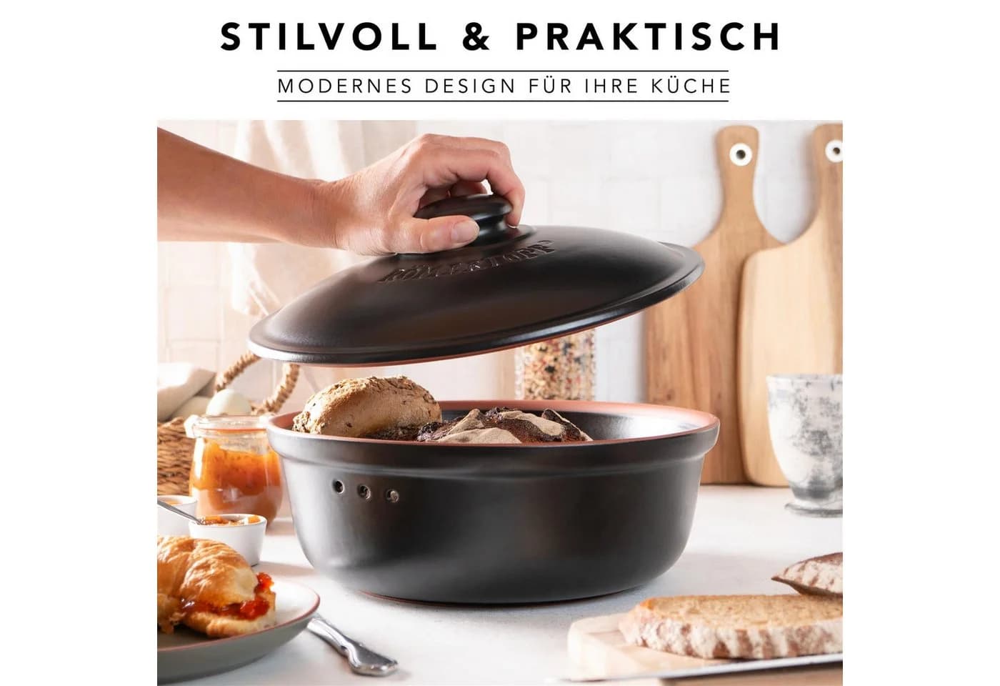 RÖMERTOPF Brottopf Rund Ø 30cm Keramik Brotkasten - Bild 5