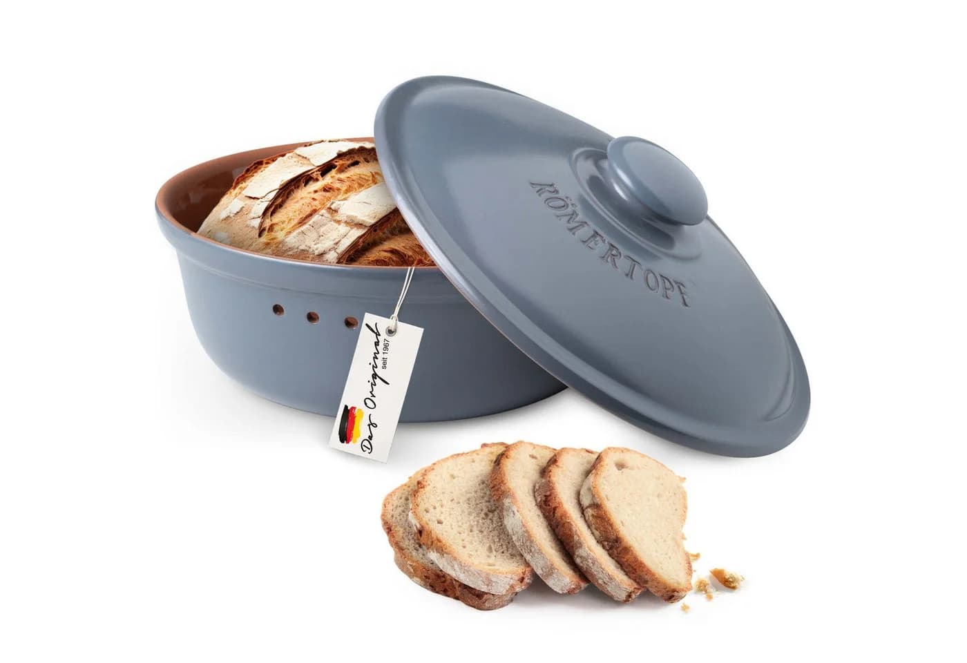 RÖMERTOPF Brottopf Rund Ø 30cm Keramik Brotkasten - Bild 2