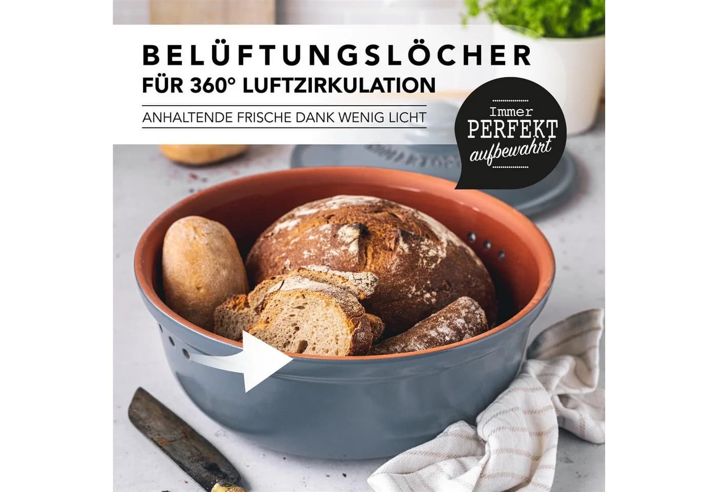 RÖMERTOPF Brottopf Rund Ø 30cm Keramik Brotkasten - Bild 3