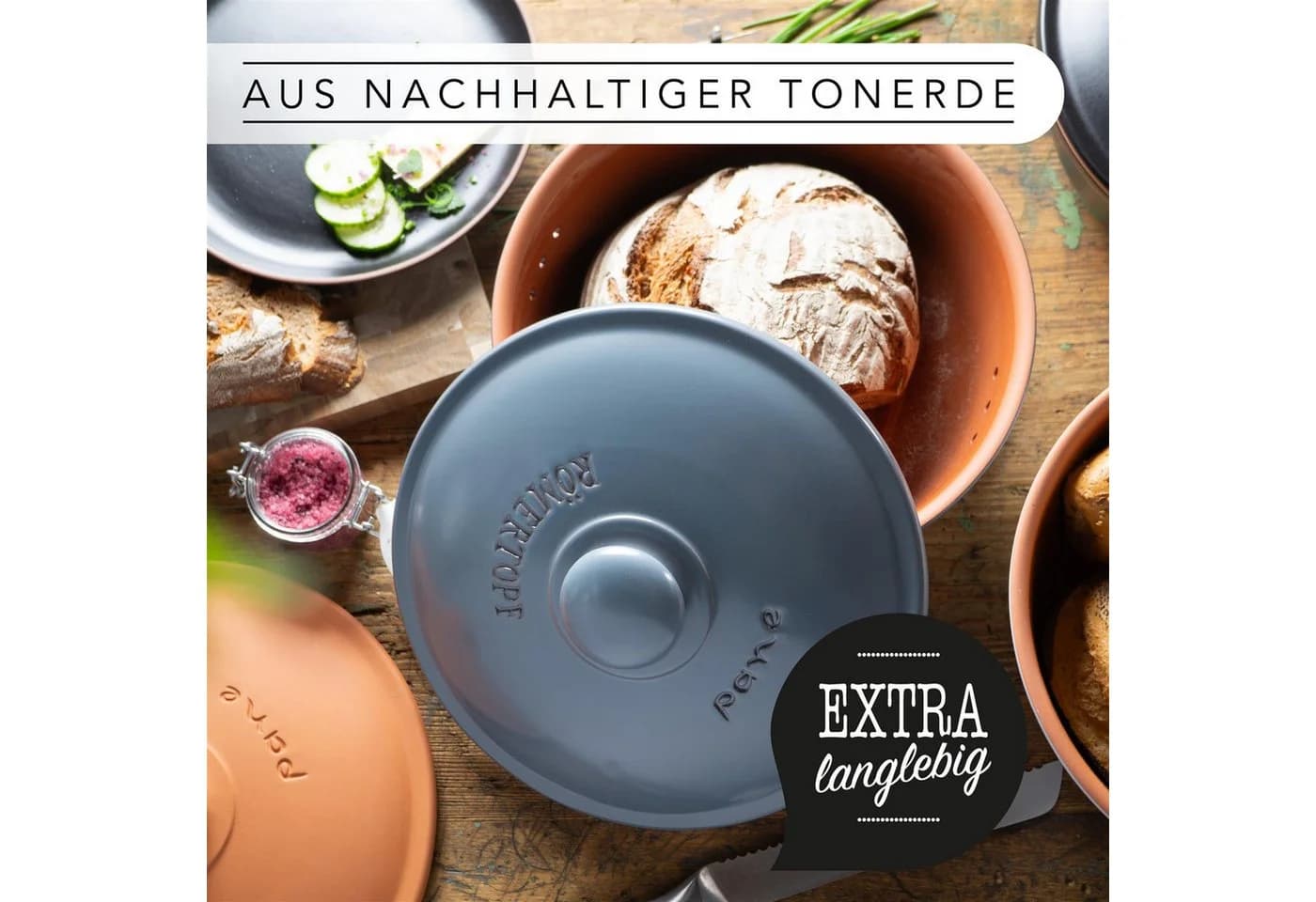 RÖMERTOPF Brottopf Rund Ø 30cm Keramik Brotkasten - Bild 5