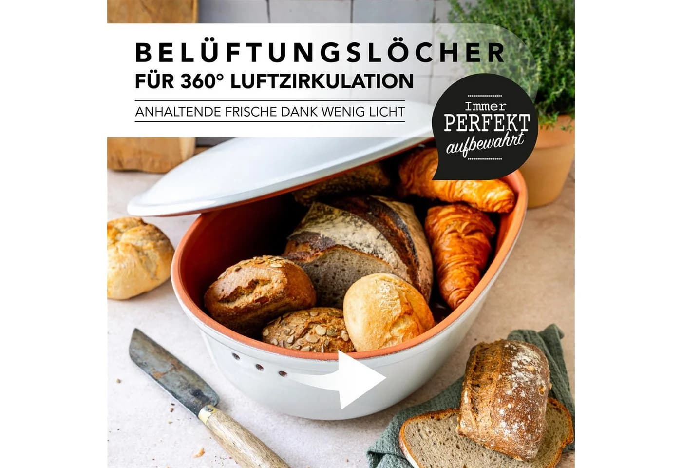 RÖMERTOPF Brottopf oval MAXI 6,5 Liter Keramik Brotkasten - Bild 3