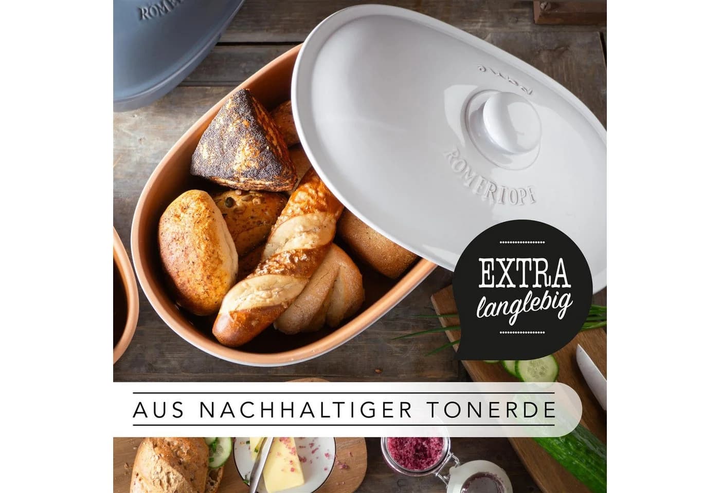 RÖMERTOPF Brottopf oval MAXI 6,5 Liter Keramik Brotkasten - Bild 5