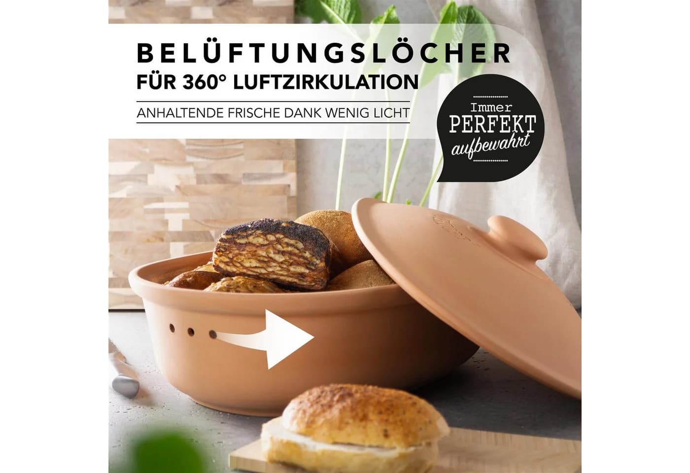 RÖMERTOPF Brottopf oval MAXI 6,5 Liter Keramik Brotkasten - Bild 3