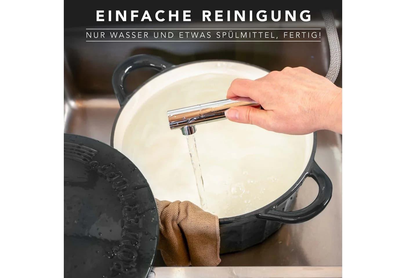 RÖMERTOPF Bratentopf Gusseisen 24cm Schwarz mit Deckel - Bild 4